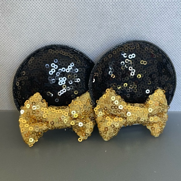 Minnie Mouse Ears Hair clips • Gold bows - Picture 3 of 11